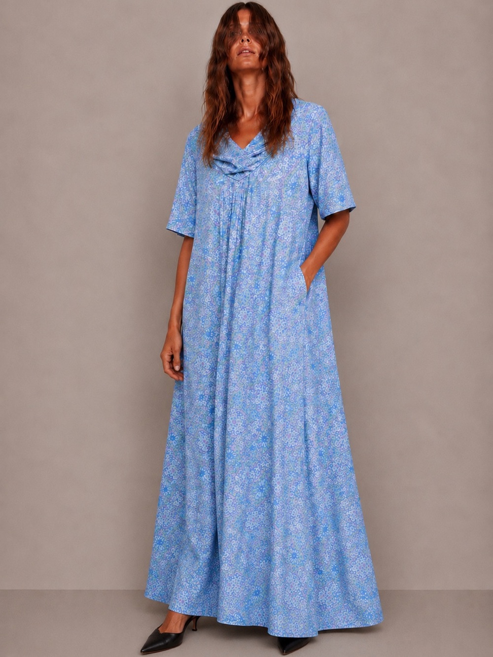 Vtg 60s Lurex Hostess MuuMuu Caftan Dress